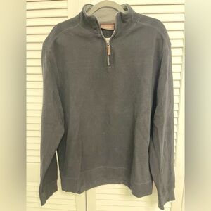 🥳🥳TASSO ELBA Men’s Sweater, Zip at Neck, Black, Size L